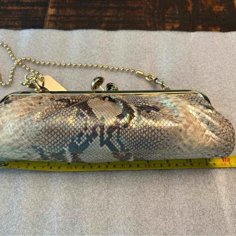 Coach-Darcy  Embossed Python Clutch - Picture 8 of 12